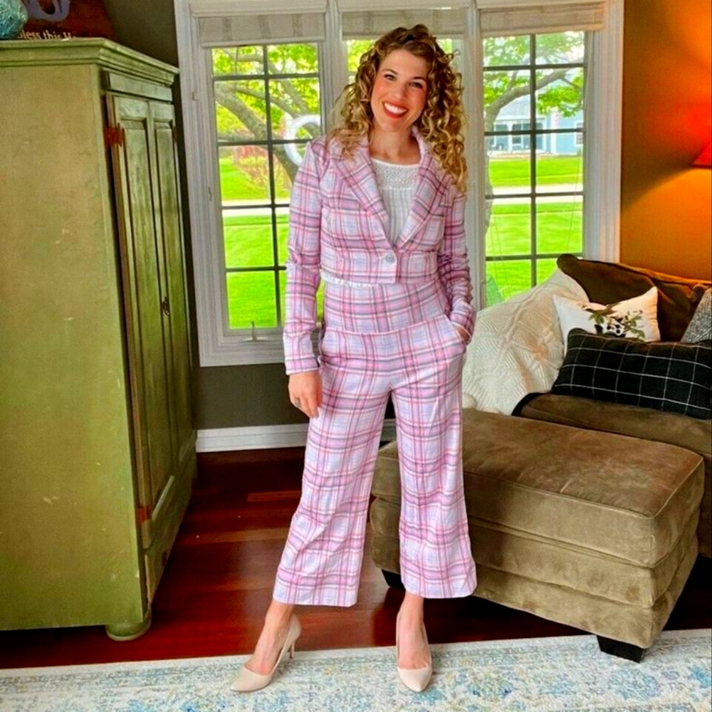 CAbi Pink Plaid Pantsuit